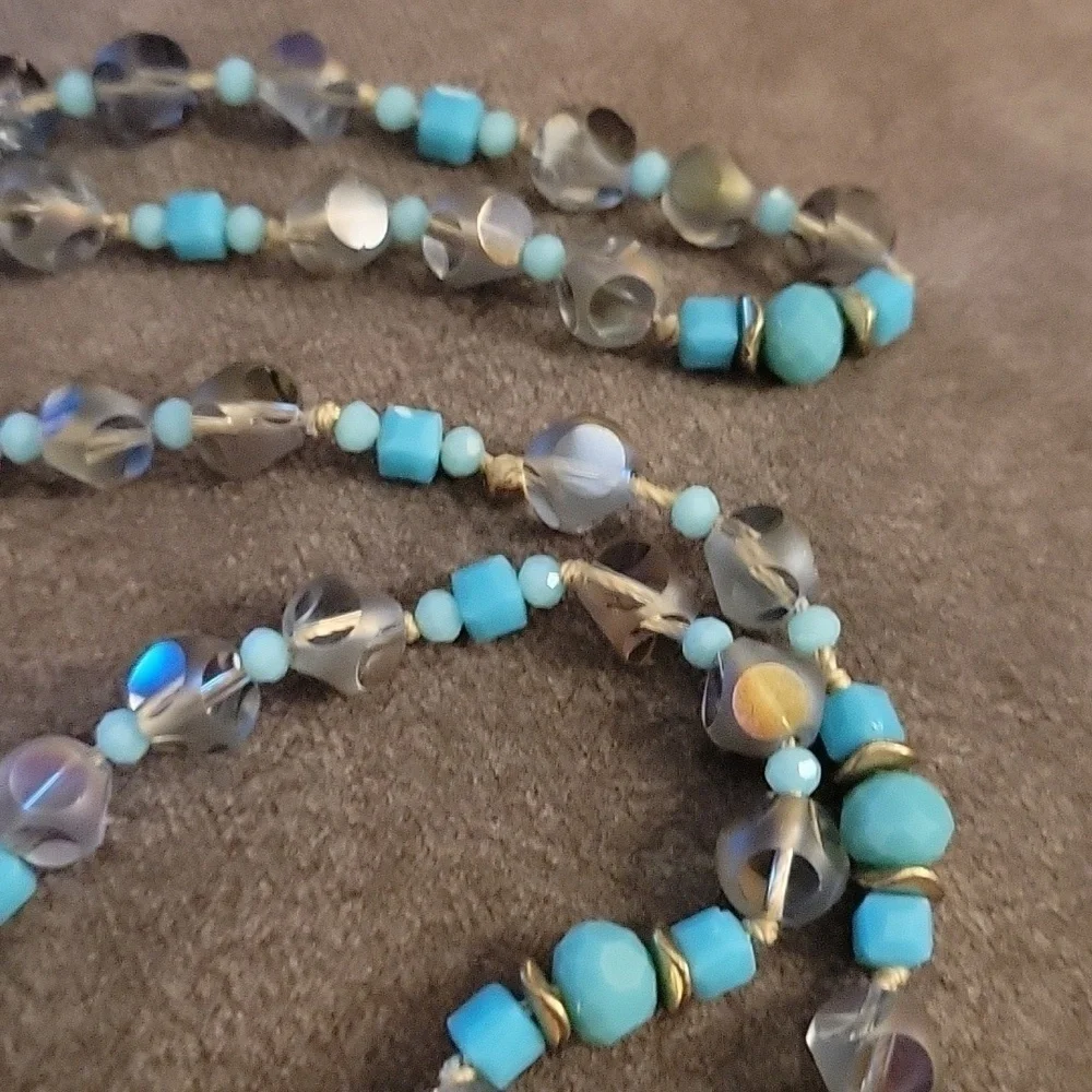 Handmade Long Vintage Czech Glass Knotted Necklace